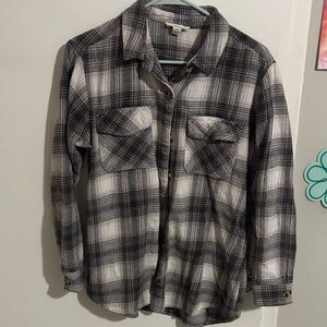 Women's S beachlunchlounge Cotton Shacket Gray Plaid - Sold by TJX